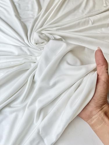 Cotton Jersey Spandex Fabric - Soft - Breathable - All Way Stretch Fabric - Medium Weight - Perfect Choice for Baby Grow, Tshirts, and Cotton Jersey Sheets - 58 Inches Wide - 1 Yard (White) - color: White