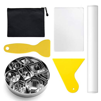 28pcs Stainless Steel Cutter Baking Mold Acrylic Clay Roller Scrapers Set