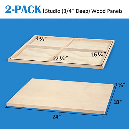 Unfinished Birch Wood Canvas Panels Kit, Falling in Art 2 Pack of 18x24’’ Studio 3/4’’ Deep Cradle Boards for Pouring Art, Crafts, Painting, and More - size: 18*24 2-pack