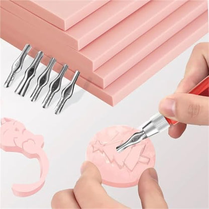 Rubber Linoleum Blocks for Printmaking 4PCS Rubber Stamp Carving for Printmaking,Stamp Making Kit Block Printing Kit