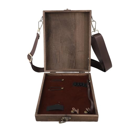 Pochade Box, Writers Messenger Wood Box Crates for Storage Wooden Tool Box Portable Artist Tool Bag Painting Brush Tool Storage Sketch Box Easel for Outdoor Painting, Brown