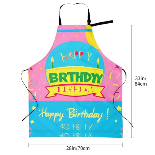 Cartoon heart sun Heavy Duty Waterproof Apron with Pockets for AdultsResistant Grilling, Gardening, Painting - color: Happy Birthday Balloon