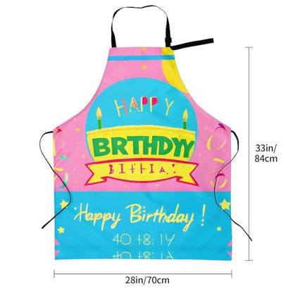 Cartoon heart sun Heavy Duty Waterproof Apron with Pockets for AdultsResistant Grilling, Gardening, Painting - color: Happy Birthday Balloon