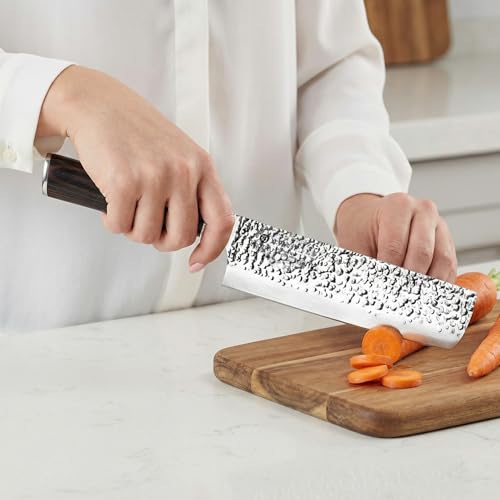 imarku Nakiri Knife, Razor Sharp 7 Inch Multipurpose Vegetable Japanese Chef Knife, High Carbon Stainless Steel Meat Cleaver, Gyutou Knife with Ergonomic Handle, Birthday Gift - color: Black with Espresso Brown