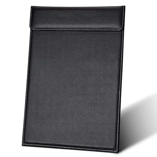 Leather Clipboard, Black Clipboards A4 Letter Size Clip Board for Nurses, GORESE Clip Board for Classroom, Smooth Writing Low Magnetic Profile Clip Boards for Kids Women Office Work 9" x 12.5" - style: A4-Black-A042