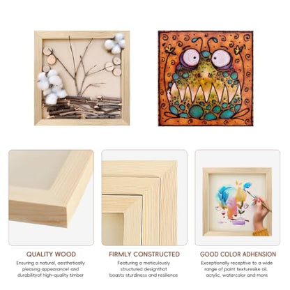 5 Pack 8x8 Inch Wood Panel Boards, Unfinished Wood Canvas Panels, Blank Wood Boards for Painting, Perfect for Mother's Day, Graduation, Father's Day DIY Crafts - size: 8 x 8 inch