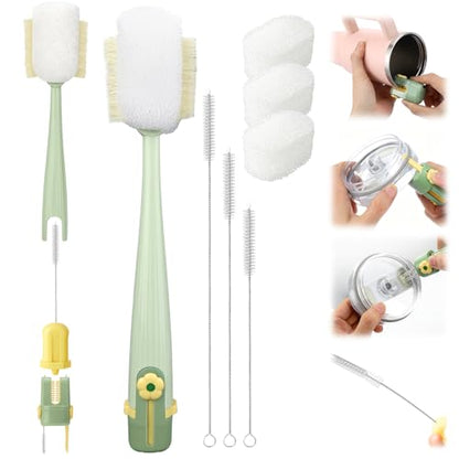 XANGNIER 5 in 1 Bottle Cleaning Brush Set,Multifunctional Water Bottle Brush and Straw Cleaner Brush,Cleaning Tool Kit for Owala/Stanley/Yeti/Simple Modern Tumbler Cup Accessories,Kitchen Gadgets - size: 7 pack