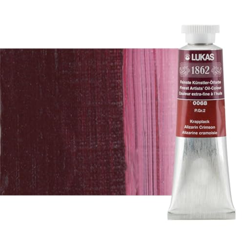 Lukas 1862 Professional German Oil Paint, Alizarin Crimson 37 mL - w/Beeswax & Non-Yellowing Sunflower Oil, Short Drying Time, Smooth, Outstanding Lightfastness - color: Alizarin Crimson, size: 1.25 Fl Oz (Pack of 1)