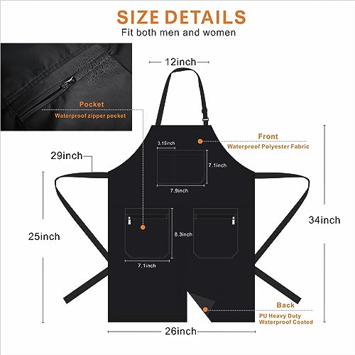 izzycka Barber Apron,Hair Stylist Apron with Zipper Pockets - Salon Aprons Pu Waterproof Protective Coated - Bleach Proof hair cutting apron for Women/Men. Cosmetologist -Dog Grooming Apron Black - color: Zipper Pockets/Black