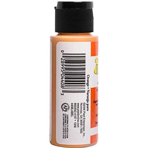FolkArt 4408 Fabric Brush On Acrylic Paint, 2 oz, Pure Orange - color: Pure Orange