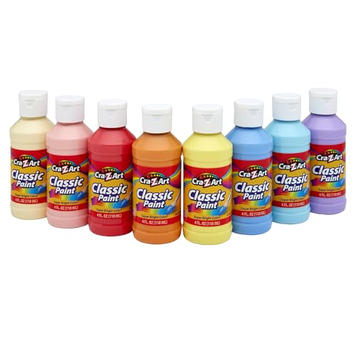 Cra-Z-Art Classic Washable Paint 4oz 8ct Pastels, Vibrant Colors for Arts & Crafts, School Projects, Creative Play & More! Made in USA - size: 32 Fl Oz (Pack of 1), style: Pastels