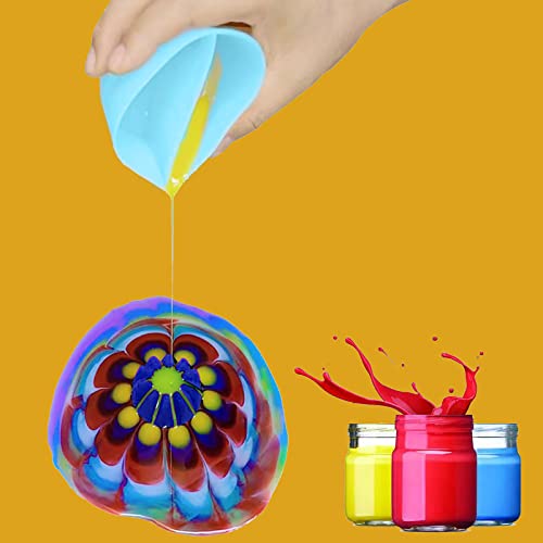 6Pcs/Set Flower Pour Cups Silicone Split Cup for Paint Pouring Acrylic Pouring Flower Strainers Fluid Art Pour DIY Resin Molds for Making Painting Tools Drawing Accessories (Blue) - color: Blue