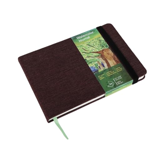 tumuarta Watercolor Journal, 8.25x5.5, 140 LB, 300 GSM, Cotton Paper, Cold Press, 24 Sheets, 48 Pages, Watercolor Paper Sketchbooks for Use As Travel Notebook and Mixed Media Pad - color: Brown, size: 8.25x5.5"