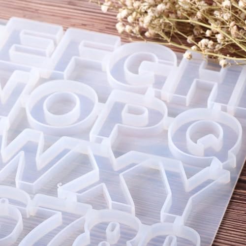 Anlan-angel Letters Numbers Silicone Molds for Resin, Alphabet Molds Kit, 0-9 Number and 26 Letters Molds with Keychain Making Supplies for Resin Casting,DIY Letter Keychain, Jewelry Making - color: Positive Letter Mold