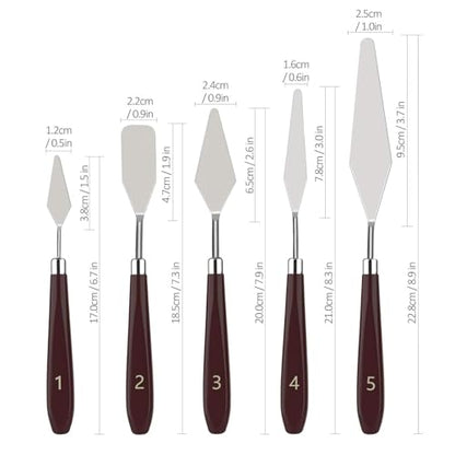 5-Piece Stainless Steel Palette Knife Set | Oil, Acrylic, Watercolor Painting, Cake Decorating, Art & Mixing Tools, Texture Creation