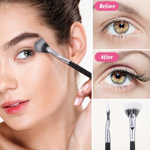 3pcs Angled Fan Lash Brush Set Double-layer Mascara Brush for Eye Makeup Lash Applicator Tool Cosmetic Fan for Precision Styling
