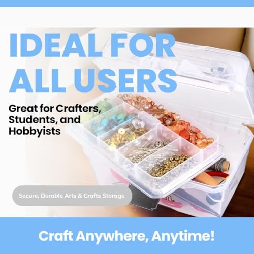 ArtBin 6890AG Small Project Box, Portable Art & Craft Organizer with Lift-Out Tray, [1] Plastic Storage Case, Clear - size: Small