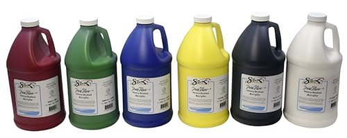 Sax True Flow Heavy Bodied Acrylic Paint - 1/2 Gallon - Set of 6 - Assorted Colors - color: Assorted