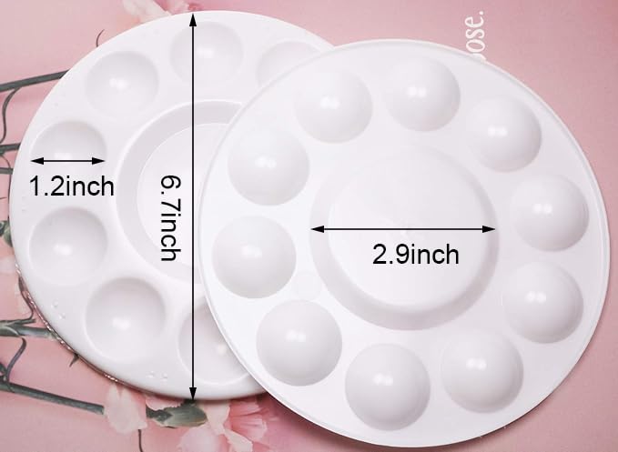 PENTA ANGEL Art Paint Tray Palette 3Pcs 10 Well Plastic Round Paint Tray for Watercolor Painting(Round-3PCS)