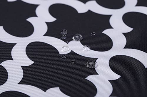 Mybecca Canvas Oxford Fabric Marine Waterproof Outdoor Awning 600 Denier Moroccan Ogee Pattern Black/White (Cut Separate by Yard for Prime Orders-1 Yard) (60"x36") - color: Black/White