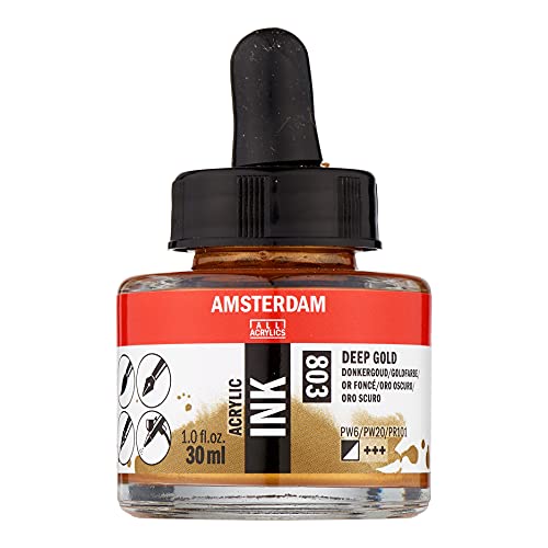 Amsterdam Acrylic Ink Bottle 30 ml Deep Gold 803 (17208030) - color: Deep Gold, size: 1 fl oz