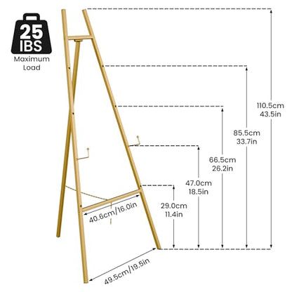 Gold Easel Stand for Sign, Heavy Duty Easel, 4-Tier Adjustable Art Easel for Painting, Wedding Sign 1pc