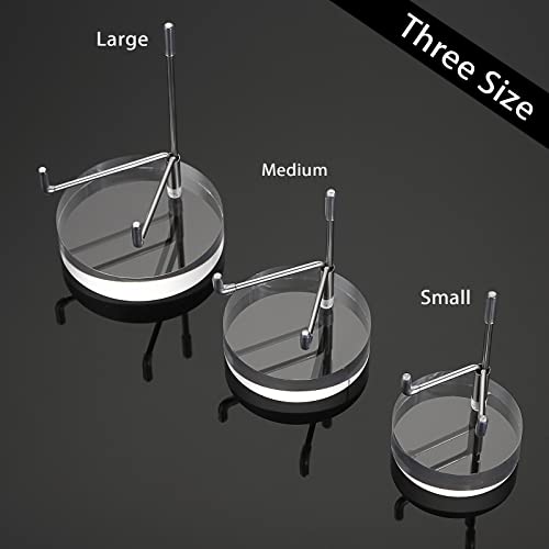 Hipiwe Clear Acrylic Display Stand Holder with Adjustable Metal Arms Display Easel Stands for Gemstones Fossils Minerals Agate Slabs Plates Crystals Saucers Collectibles, 2.8*2.8*4.1 inch