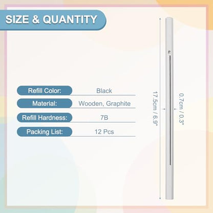 PATIKIL 7B Graphite Pencils for Drawing, 12Pcs Sketching Pencils Wood Supplies Set Break-Resistant Lead with Built-in Sharpening Area for Painting Sketching Artist Design - style: 7B