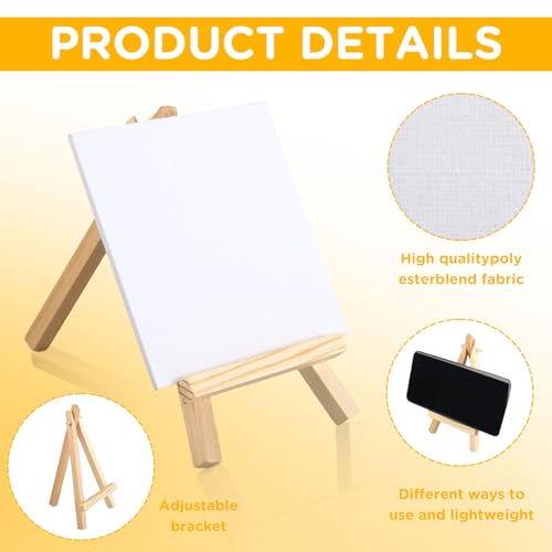 20Pack 4 x 4 Inch Mini Canvases with Easel Sets, Art Canvases Painting Kit for Kids Teenagers