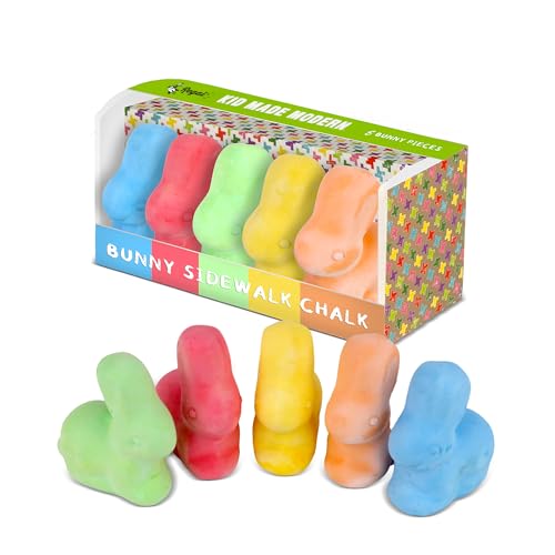 Kid Made Modern Sidewalk Chalk Set for Kids - Washable, Colored Bunny Chalk for Outdoor Play and Chalkboard Art - Ages 3+ (5 Pieces, Multicolor) - color: Multicolor - Bunny