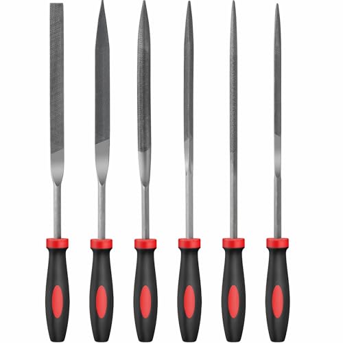 Hi-Spec 6pc Metal Small Needle Hand File Tool Set Kit. Fine Micro Steel Files. Flat, Half, Round & Triangle for Crafts, Metal & Wood Work. - size: 6 pieces