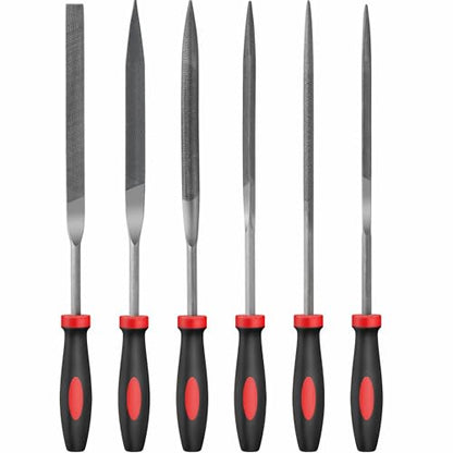 Hi-Spec 6pc Metal Small Needle Hand File Tool Set Kit. Fine Micro Steel Files. Flat, Half, Round & Triangle for Crafts, Metal & Wood Work. - size: 6 pieces