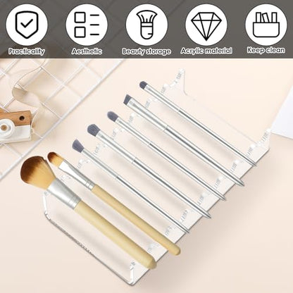 3Pcs Transparent Acrylic Vanity Brush Drying Rack, Space Saving Versatile Acrylic Makeup Brush Display Stand for Women Teen Girl