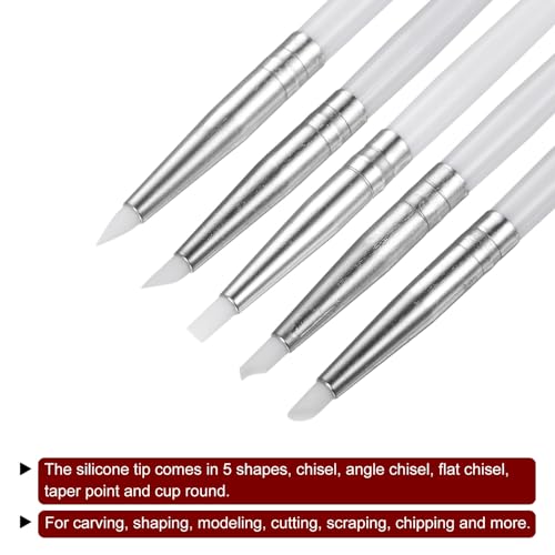 Generic 10pcs Clay Sculpting Tool Set, Clay Sculpting Shaper Rubber Tip Shaping Pen Silicone Brushes Shaping Carving Modeling Tool for Ceramic Sculpture Polymer Clay, White