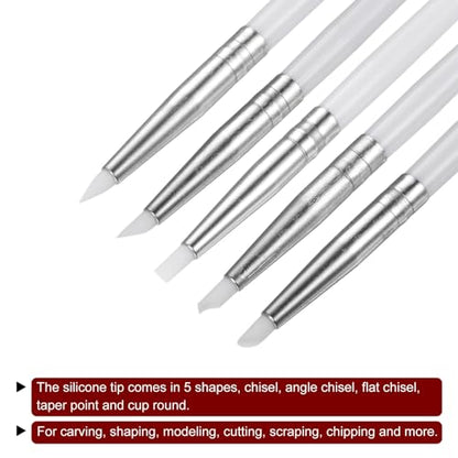 Generic 10pcs Clay Sculpting Tool Set, Clay Sculpting Shaper Rubber Tip Shaping Pen Silicone Brushes Shaping Carving Modeling Tool for Ceramic Sculpture Polymer Clay, White