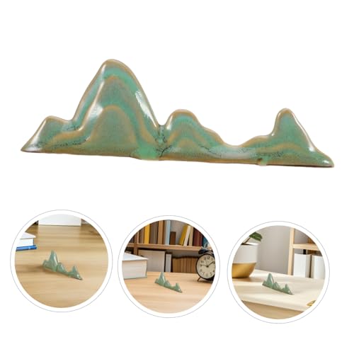 KALLORY Ceramic Calligraphy Brush Rest Holder Mountain Shape Paint Brush Organizer for Chinese Painting Artists Desktop Art Storage and Calligraphy Practice Tools