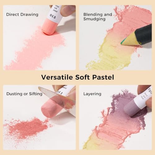 LIGHTWISH 36-Color Soft Pastels Set for Artists, Beginners & Adults - Non-Toxic, Vibrant Drawing Pastel Sticks for Art Sketching & Shading-Skin Tone