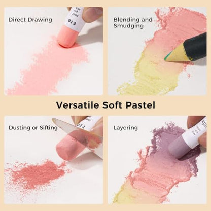 LIGHTWISH 36-Color Soft Pastels Set for Artists, Beginners & Adults - Non-Toxic, Vibrant Drawing Pastel Sticks for Art Sketching & Shading-Skin Tone