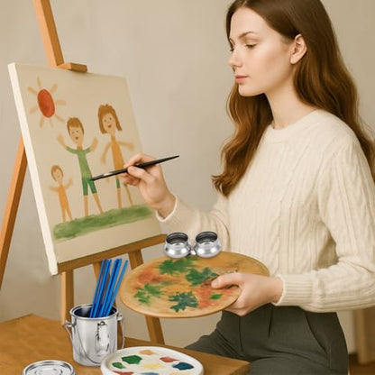 UNICRAFTALE Paint Brush Cleaner Set Stainless Steel Double Dipper Palette Cups and Portable Paint Brush Washer Holder Dipper Painting Pot Container with Lid and Clip for Drawing Oil Cleaner