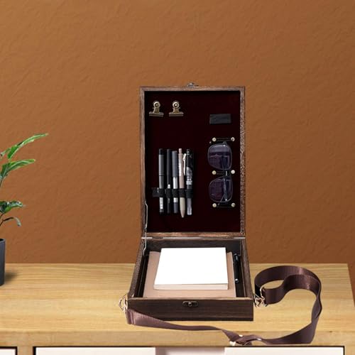 Writers Messenger Wood Box Tabletop Easel Box with Hinged Lid Artist Tool Bag Artist Writing Box for Pencils Brush Home Decor