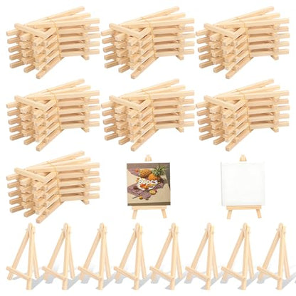 Yiksonyo 80 Pack 5.7 Inch Wooden Easel, Tabletop Wood Easels, Small Wooden Easel for Painting, Art, and Crafts - size: 80 Pack 5.7 Inch