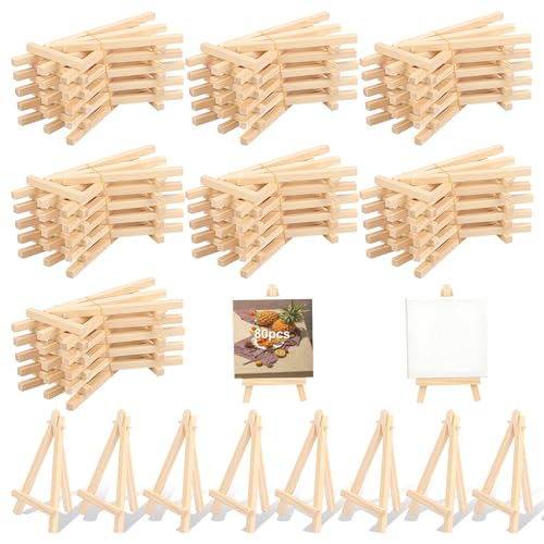 Yiksonyo 80 Pack 5.7 Inch Wooden Easel, Tabletop Wood Easels, Small Wooden Easel for Painting, Art, and Crafts - size: 80 Pack 5.7 Inch