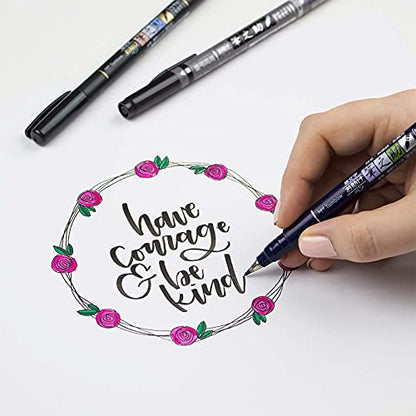 Tombow 82040 Fudenosuke Brush Pen, Twin Tip, Black/Gray Fudenosuke Brush Pen for Calligraphy and Art Drawings - style: Twin Tip