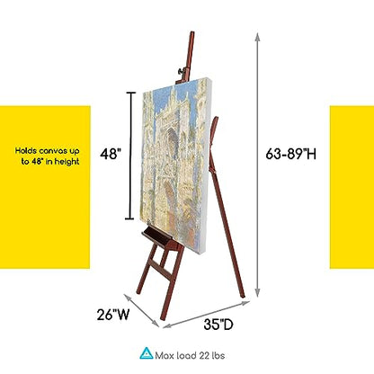 MEEDEN Walnut Large Painters Easel Adjustable Solid Beech Wood Artist Easel, Studio Easel for Adults with Brush Holder, Holds Canvas up to 48" - color: Deep Walnut