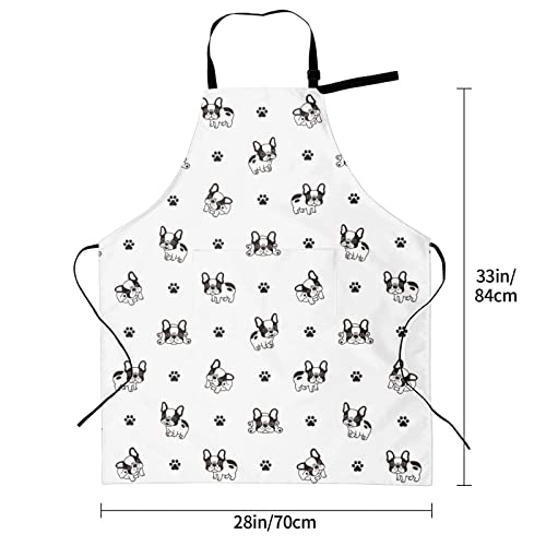 Puppy Dogs Waterproof Adjustable Bib Apron with 2 Pockets, Cooking Gardening Grilling Kitchen Chef Apron for Women - color: French Bulldog Paw