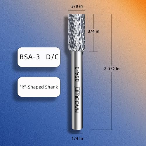 SA-3 Tungsten Carbide Rotary Burrs 1/4" Shank Double Cut Cylindrical Rotary Files Carbide Die Grinder Bits for Metal Woodworking Grinding Carving and Engraving - style: SA-3