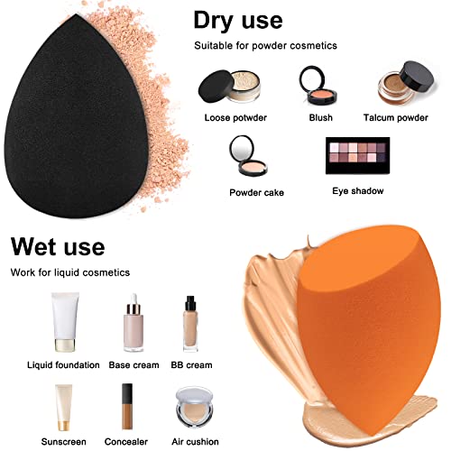 12 Pieces Professional Makeup Sponge Set,Latex Free Flawless Soft Setting Face Puffs,Makeup Blending Sponge Cosmetic Applicator for Powder,Liquid,Facial Makeup Tools - color: 12Pcs Black+Orange