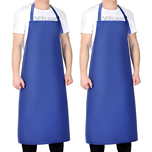 Gotega Waterproof Rubber Vinyl Apron Adjustable Dishwasher Apron - Apron for Women Men Heavy Duty Work Apron - color: Blue, size: 2 Pack