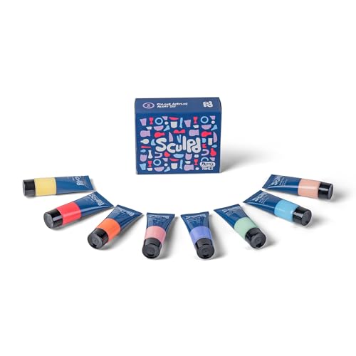 Sculpd Acrylic Paint Set, 8 x 22ml Tubes of Premium Coloured Acrylic, Heavy Body & Vibrant Colors, Paint on Air Dry Clay, Canvas, Ceramic, Fabric, Wood & More, Pastel Tones - color: Pastel Tones