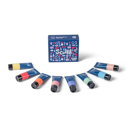 Sculpd Acrylic Paint Set, 8 x 22ml Tubes of Premium Coloured Acrylic, Heavy Body & Vibrant Colors, Paint on Air Dry Clay, Canvas, Ceramic, Fabric, Wood & More, Pastel Tones - color: Pastel Tones